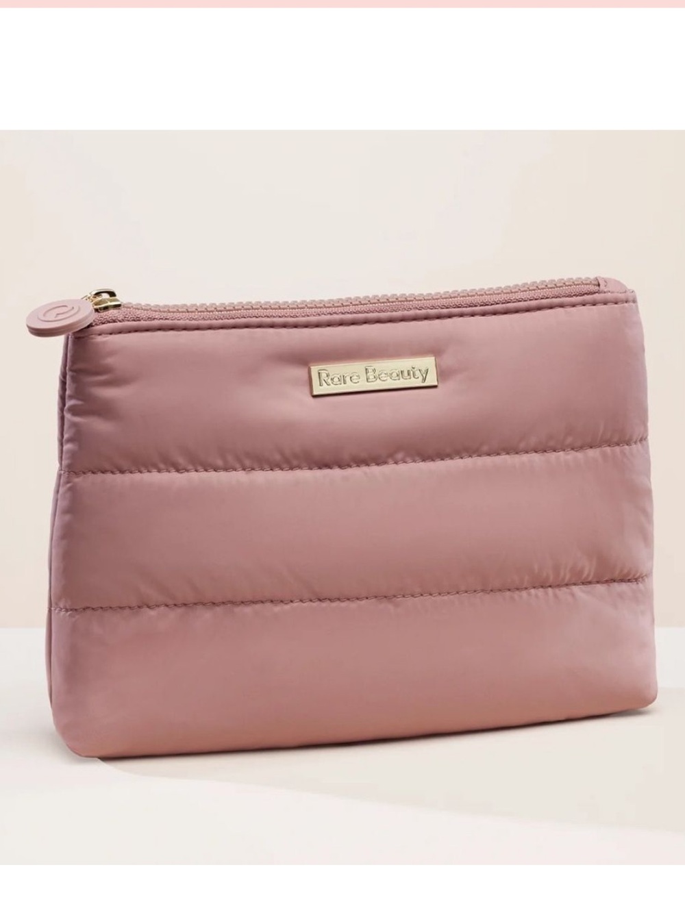 Rare Beauty Puffy Makeup Bag Mauve Quilted Cosmetic Travel Pouch NWOT